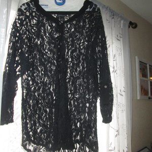 Top, Black Lacey Cover Over, 1X